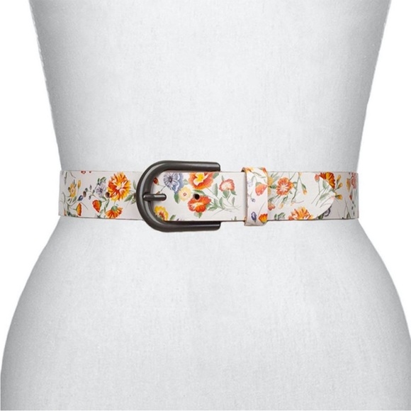 Patricia Nash Vietri Leather Belt Mini Meadows Floral Print Ivory Small NWT - Picture 2 of 9
